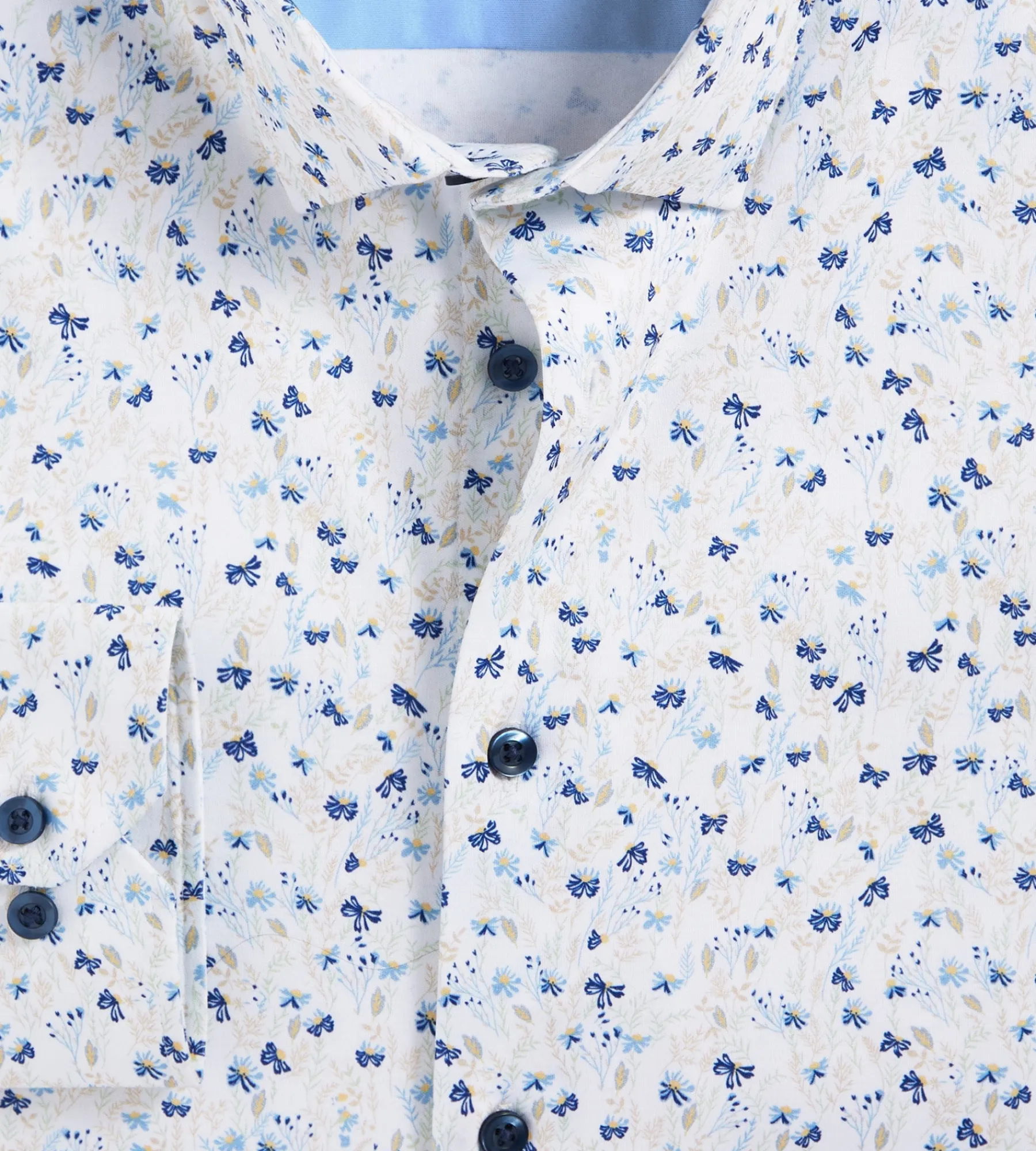 Hechter Paris Dress Shirts*Slim Fit 360° Stretch Soft Touch Botanical Print Jersey Dress Shirt Multi