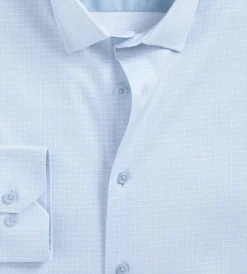 Hechter Paris Dress Shirts*Slim Fit 360° Stretch Soft Touch Geo Print Jersey Dress Shirt Light blue