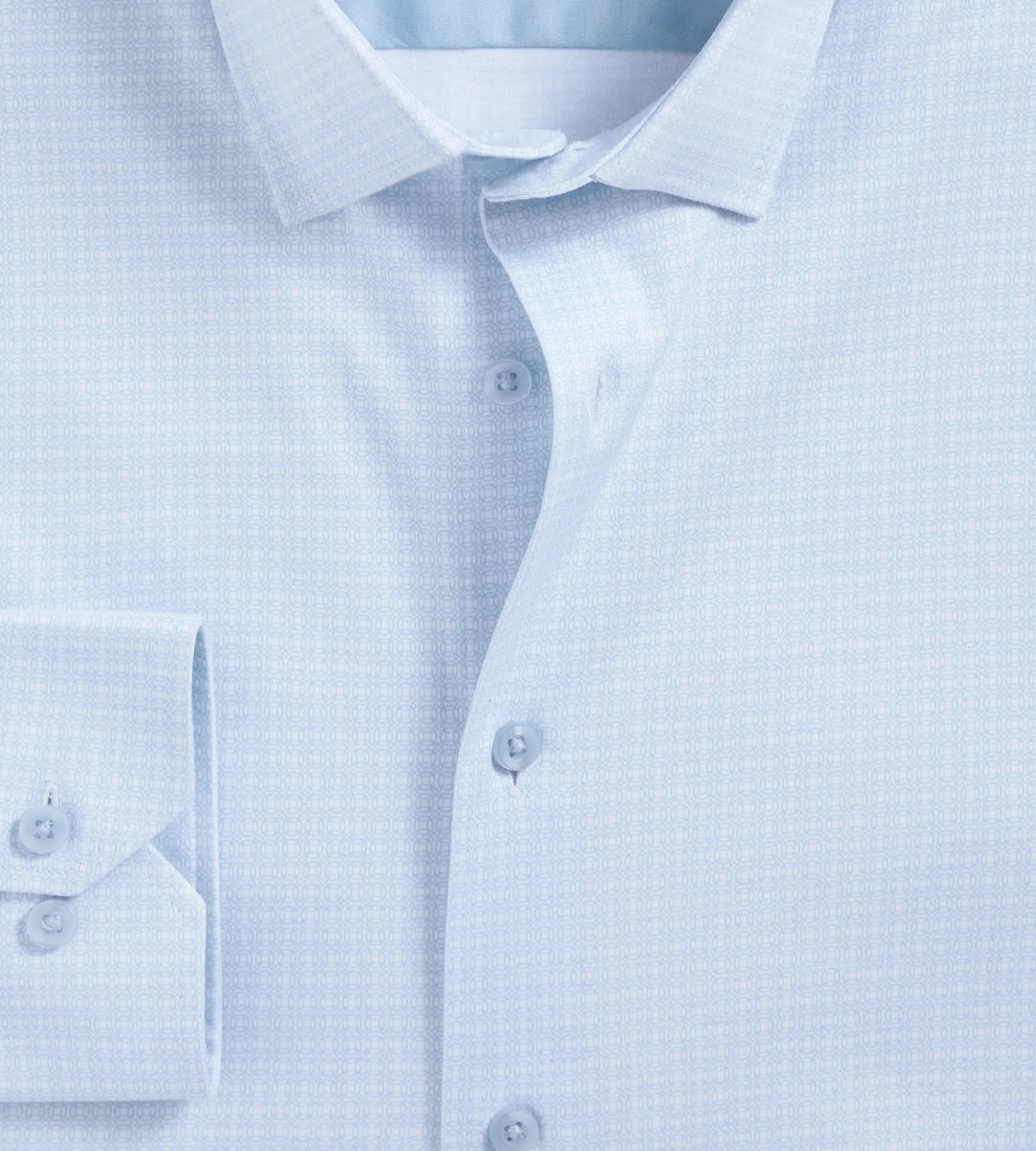 Hechter Paris Dress Shirts*Slim Fit 360° Stretch Soft Touch Geo Print Jersey Dress Shirt Light blue