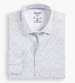 Hechter Paris Dress Shirts*Slim Fit 360° Stretch Soft Touch Botanical Print Jersey Dress Shirt Grey