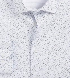 Hechter Paris Dress Shirts*Slim Fit 360° Stretch Soft Touch Botanical Print Jersey Dress Shirt Grey