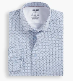 Hechter Paris Dress Shirts*Slim Fit 360° Stretch Soft Touch Geo Print Jersey Dress Shirt Tan
