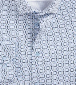 Hechter Paris Dress Shirts*Slim Fit 360° Stretch Soft Touch Geo Print Jersey Dress Shirt Tan