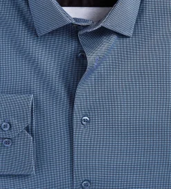 Hechter Paris Dress Shirts*Slim Fit 360° Stretch Soft Touch Jacquard Print Jersey Dress Shirt Navy