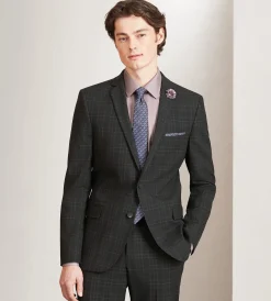 G Grafton Suit Separates*Slim Fit Black Plaid Suit