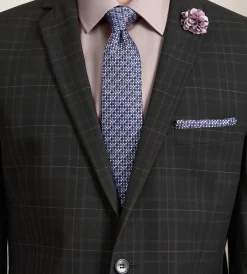 G Grafton Suit Separates*Slim Fit Black Plaid Suit