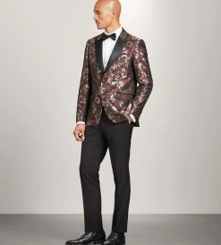 G Grafton Tuxedos|Suit Separates*Slim Fit Burgundy Jacquard Tuxedo