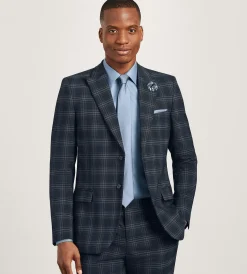 G Grafton Suit Separates*Slim Fit Navy Plaid Suit