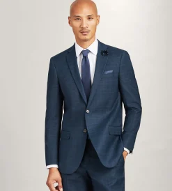 G Grafton Suit Separates*Slim Fit Navy Plaid Suit