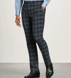 G Grafton Dress Pants|Dress Pants*Slim Fit Plaid Suit Pants Navy