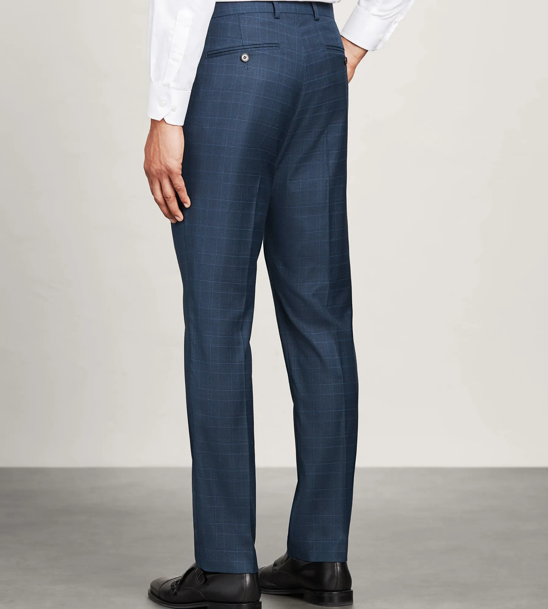 G Grafton Dress Pants|Dress Pants*Slim Fit Plaid Suit Pants Navy