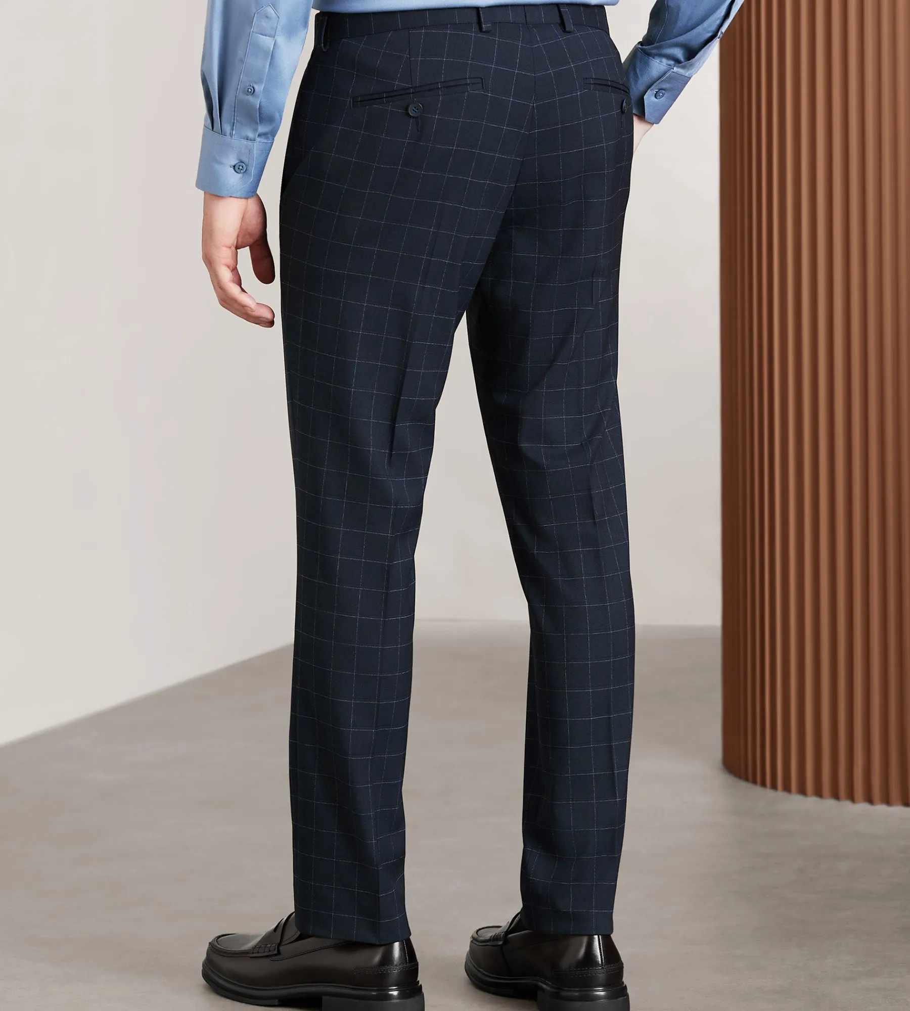G Grafton Dress Pants|Dress Pants*Slim Fit Windowpane Suit Pants Navy