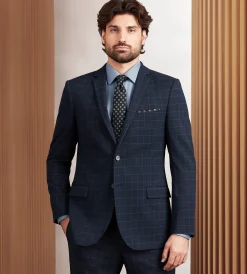 G Grafton Suit Separates*Slim Fit Navy Windowpane Suit