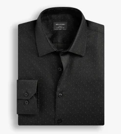 Bellissimo Dress Shirts*Slim Fit Non- Iron Stretch Sateen Dress Shirt Black
