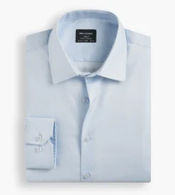 Bellissimo Dress Shirts*Slim Fit Non- Iron Stretch Sateen Dress Shirt Light blue