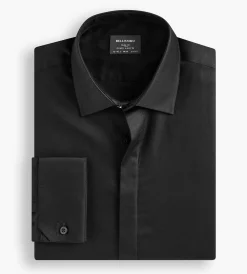Bellissimo Dress Shirts*Slim Fit Non- Iron Stretch Sateen Tux Shirt Black