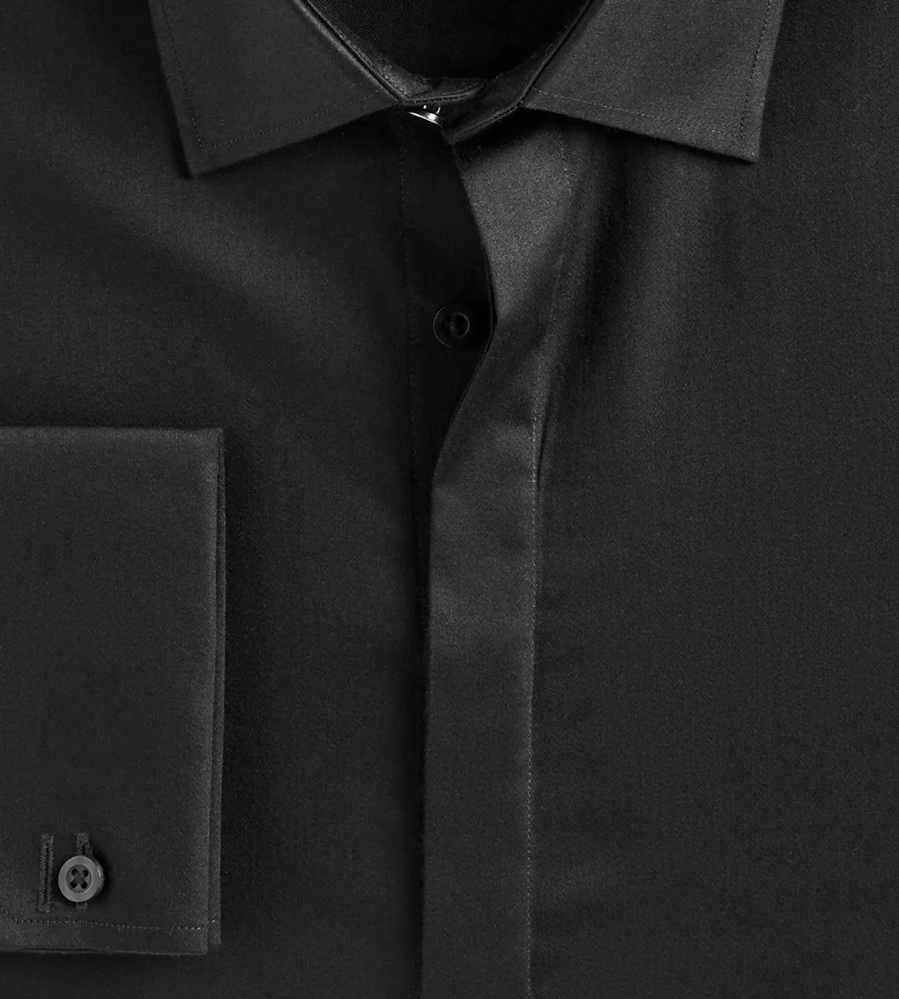 Bellissimo Dress Shirts*Slim Fit Non- Iron Stretch Sateen Tux Shirt Black