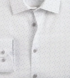 Bellissimo Dress Shirts*Slim Fit Non- Iron Stretch Sateen Dress Shirt White