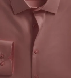 Bellissimo Dress Shirts*Slim Fit Non- Iron Stretch Sateen Dress Shirt Dark rose