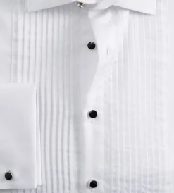 Bellissimo Dress Shirts*Slim Fit Non-Iron Pleated Tuxedo Sateen Dress Shirt White