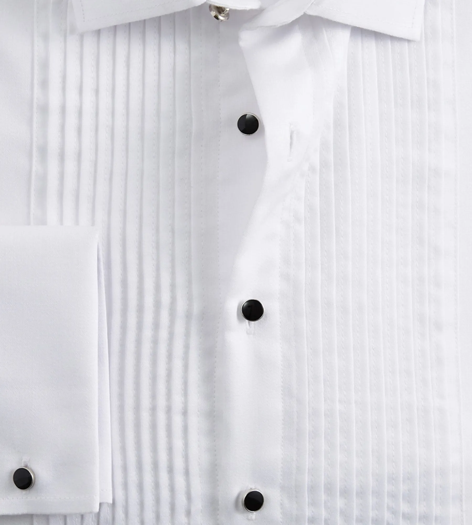 Bellissimo Dress Shirts*Slim Fit Non-Iron Pleated Tuxedo Sateen Dress Shirt White
