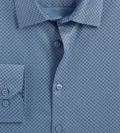 Bellissimo Dress Shirts*Slim Fit Non-Iron Printed Sateen Dress Shirt Oxford blue