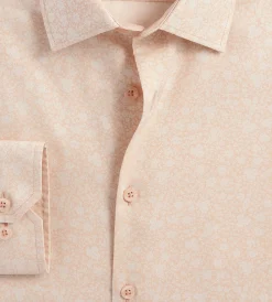 Bellissimo Dress Shirts*Slim Fit Non-Iron Printed Sateen Dress Shirt Pale peach