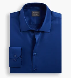 Bellissimo Dress Shirts*Slim Fit Non-Iron Sateen Dress Shirt Cobalt