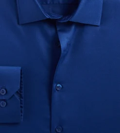 Bellissimo Dress Shirts*Slim Fit Non-Iron Sateen Dress Shirt Cobalt