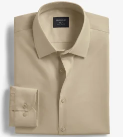 Bellissimo Dress Shirts*Slim Fit Non-Iron Sateen Dress Shirt Tan