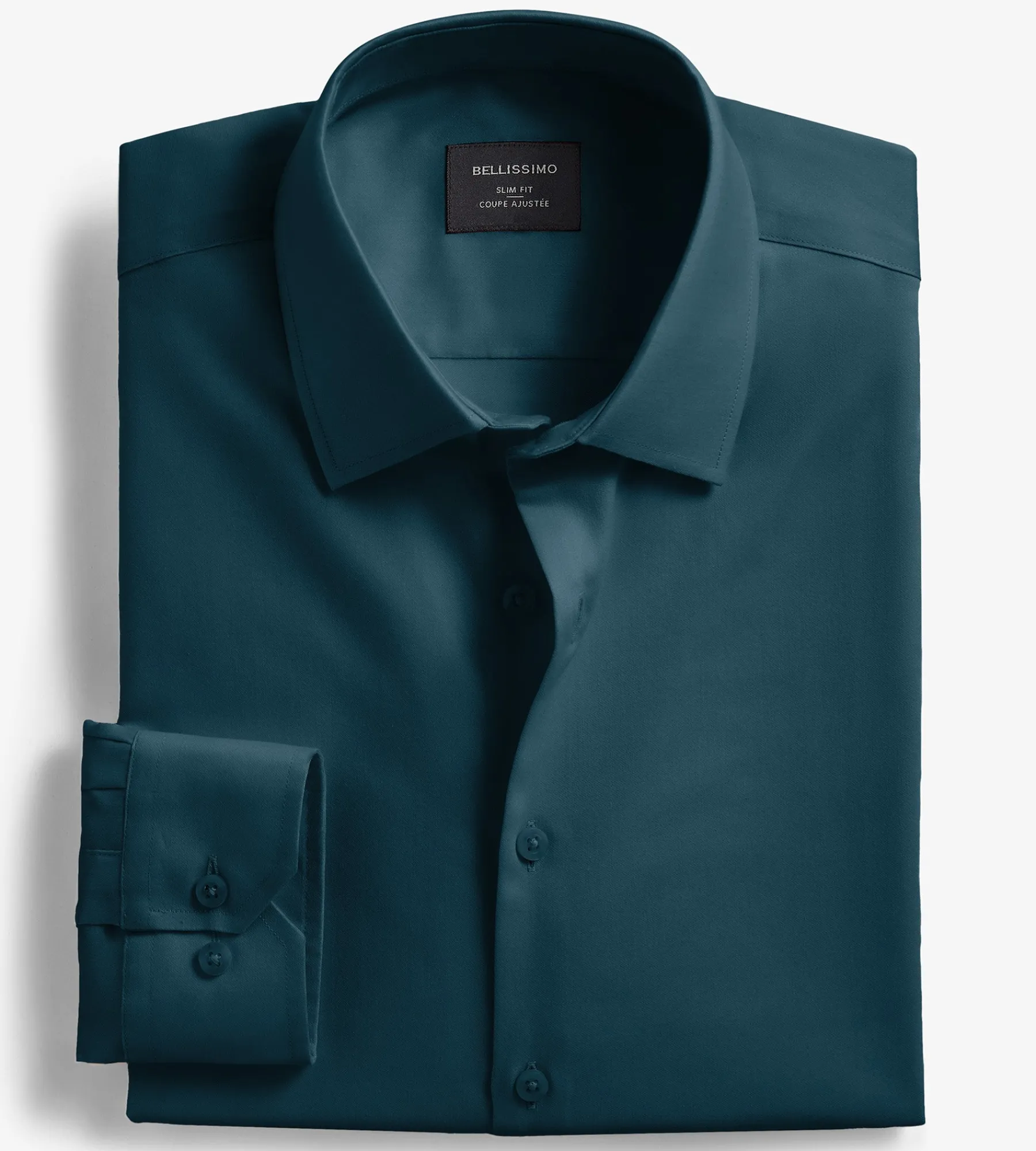 Bellissimo Dress Shirts*Slim Fit Non-Iron Sateen Dress Shirt Dark teal