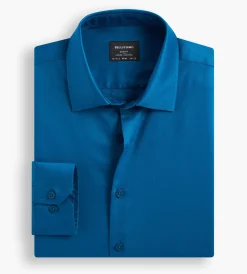 Bellissimo Dress Shirts*Slim Fit Non-Iron Sateen Dress Shirt Bright blue