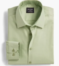Bellissimo Dress Shirts*Slim Fit Non-Iron Sateen Dress Shirt Sage