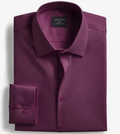 Bellissimo Dress Shirts*Slim Fit Non-Iron Sateen Dress Shirt Dark purple