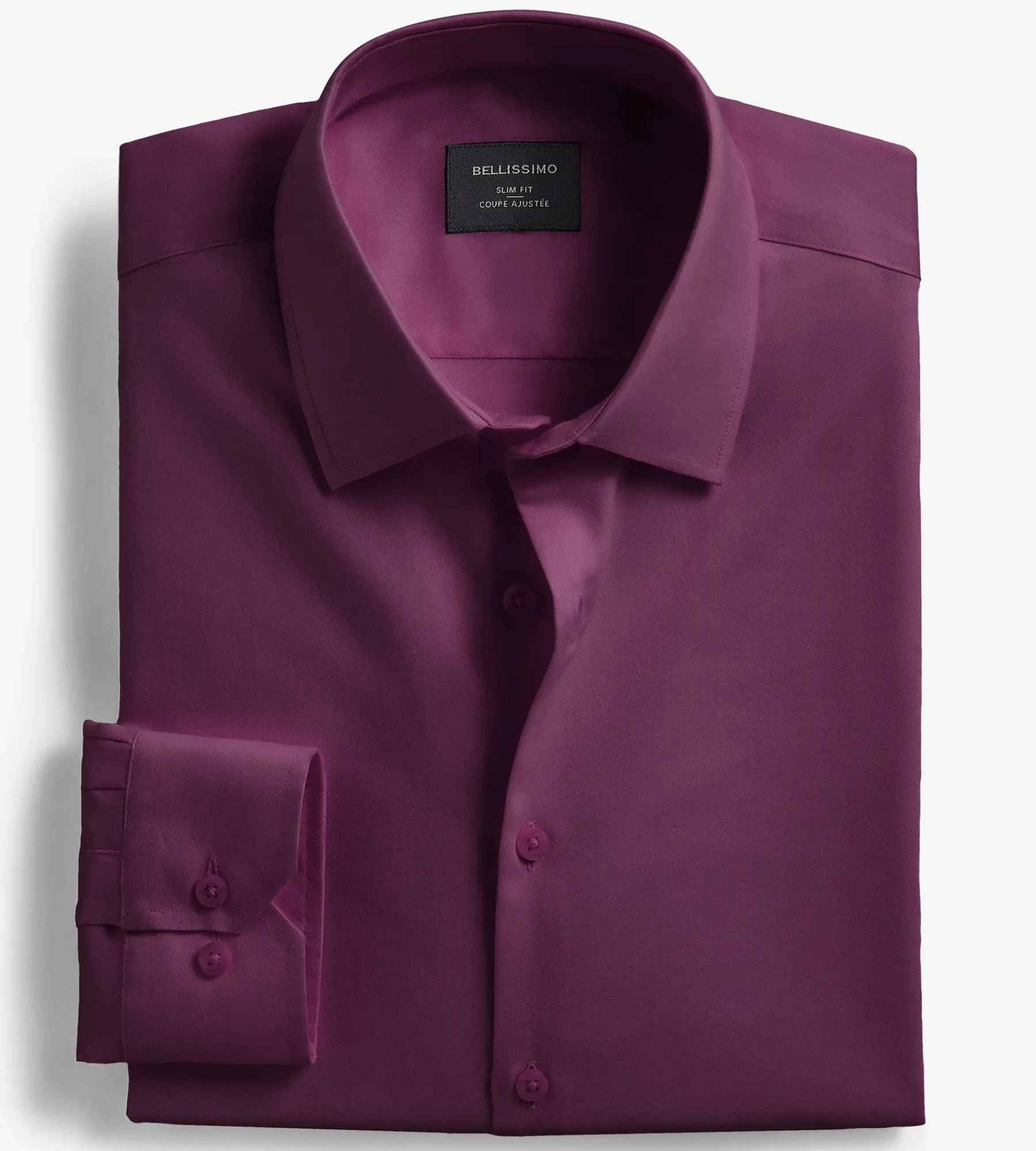 Bellissimo Dress Shirts*Slim Fit Non-Iron Sateen Dress Shirt Dark purple