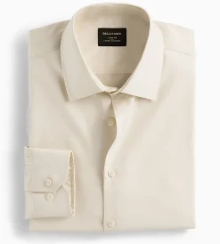 Bellissimo Dress Shirts*Slim Fit Non-Iron Sateen Dress Shirt Ivory