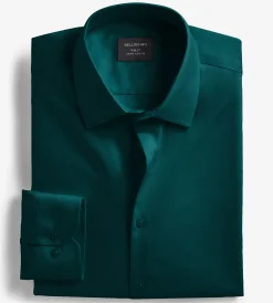 Bellissimo Dress Shirts*Slim Fit Non-Iron Sateen Dress Shirt Dark green