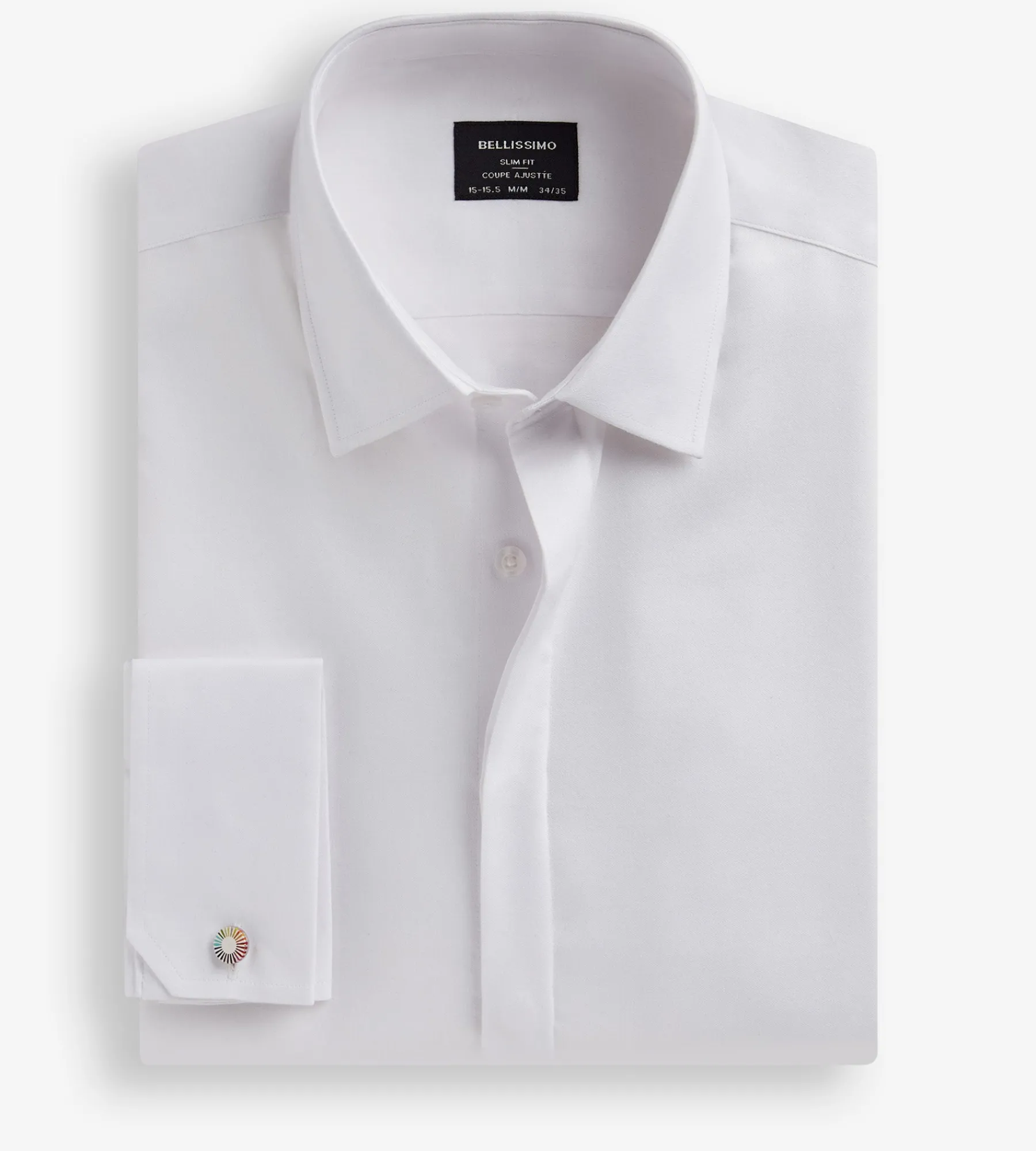 Bellissimo Dress Shirts*Slim Fit Non-Iron Tuxedo Sateen Dress Shirt White