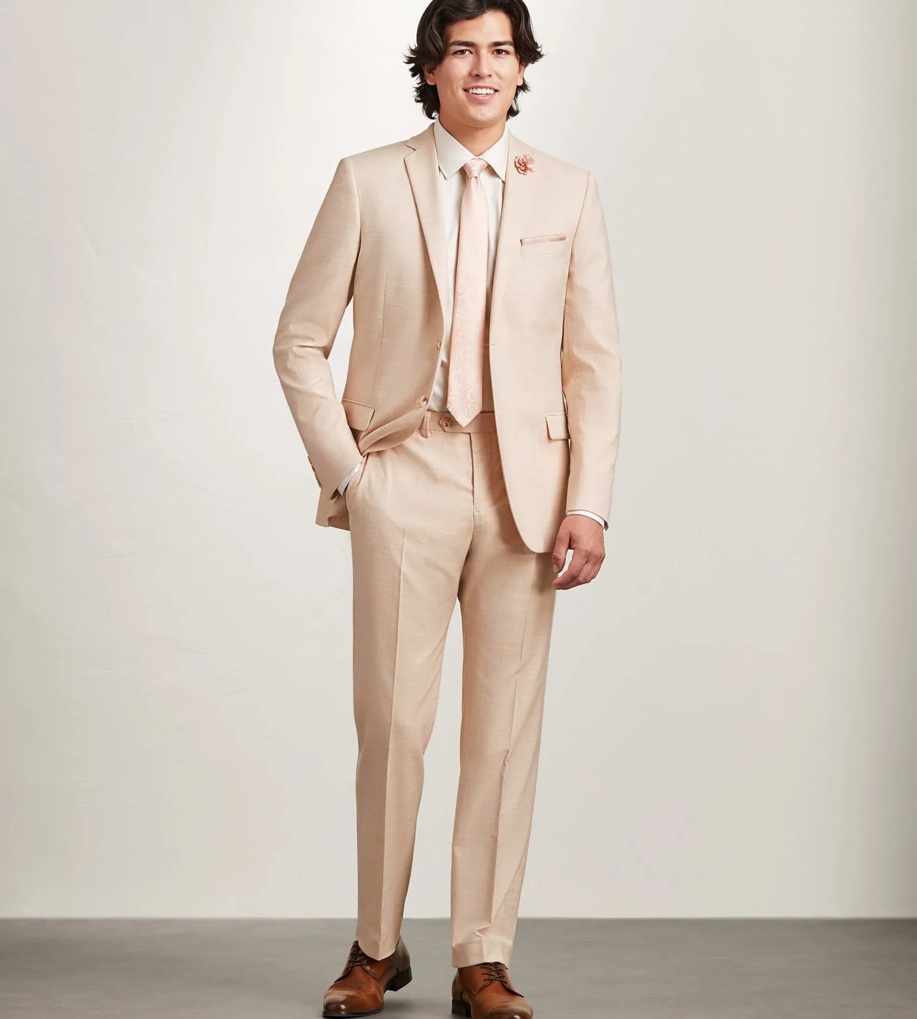 G Grafton Suit Separates*Slim Fit Pale Peach Solid Suit
