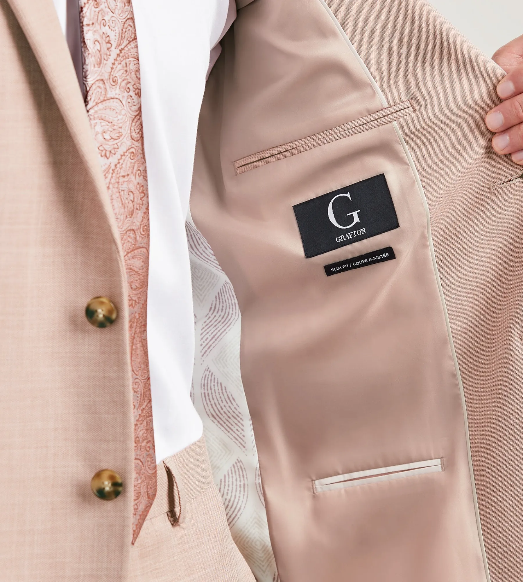 G Grafton Suit Separates*Slim Fit Pale Rose Solid Suit
